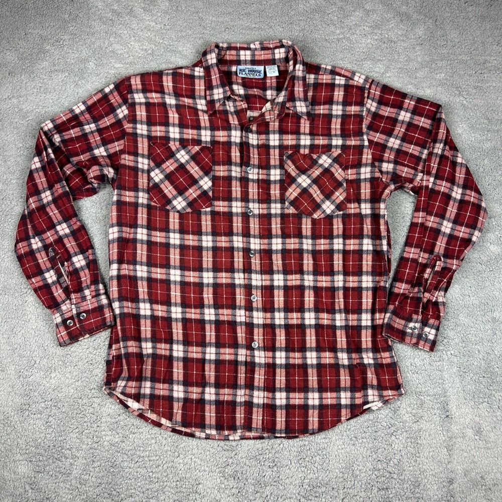Haband Ice House Shirt Mens XL Red‎ Plaid Flannel Lumberjack Cabincore Camp